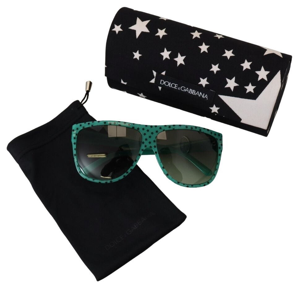 Dolce & Gabbana Green Stars Acetate Square Shades Sunglasses